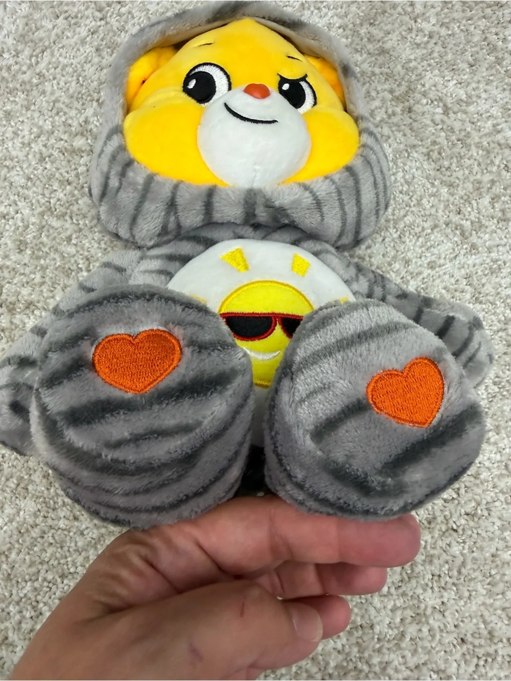 Care Bears 12” Funshine Bear Kitty Cat Hoodie Friends Collector Yellow Plush